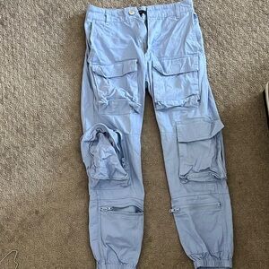 Forever 21 Blue Cargo Pants with Relaxed Fit
